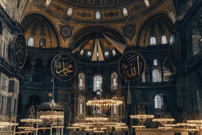 the interior of the hagia sophia grand mosque